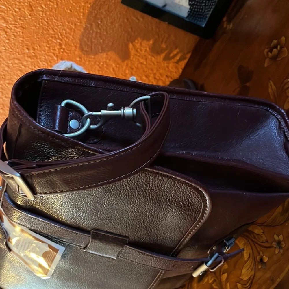 Brown American hide & leather briefcase